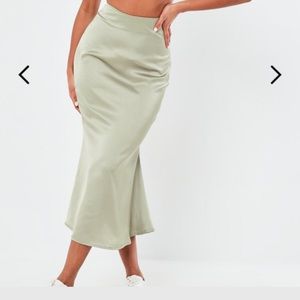 NWT mint satin slip midi skirt